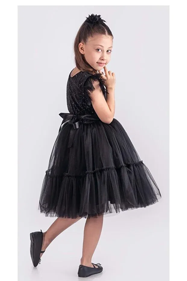 Детское платье для девочек с пайетками Mnk Baby&Kids, Black — фото 3