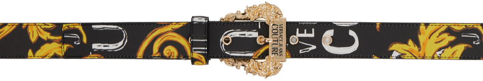 

Черный ремень от кутюр с логотипом Versace Jeans Couture