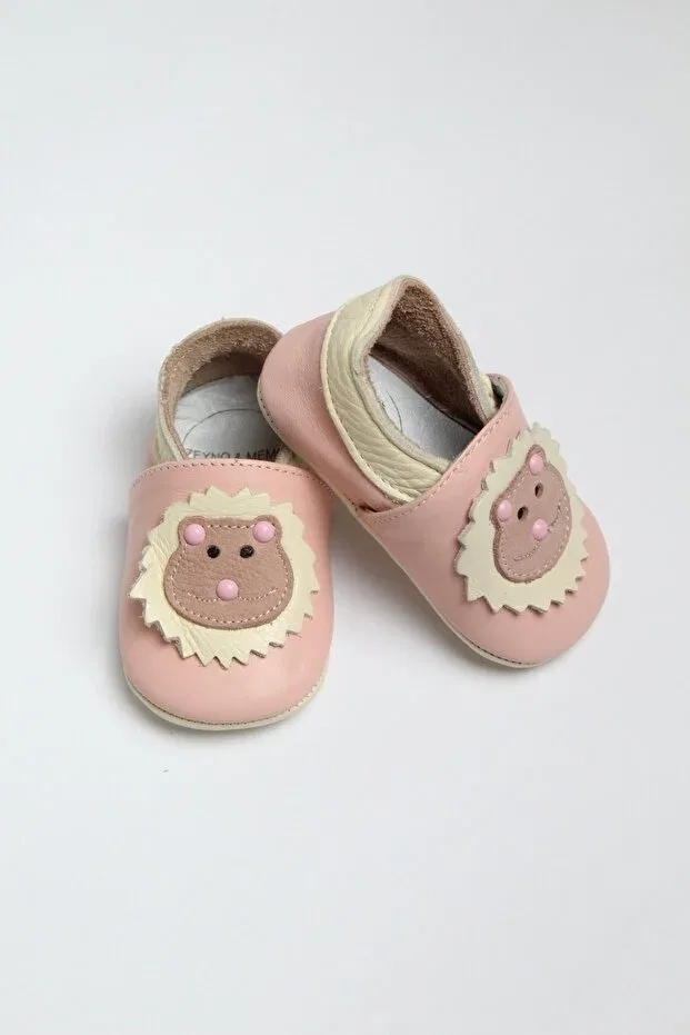 Детские ботинки для новорожденных без каблука Genuine leather first step baby booties baby moccasins baby slippers shoes Zeyno Ve Memo, Pink-Cream — фото 2