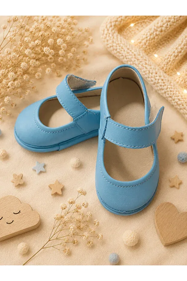 Детские пинетки для новорожденных кожаные Classics My Baby Kumsal, Blue — фото 4