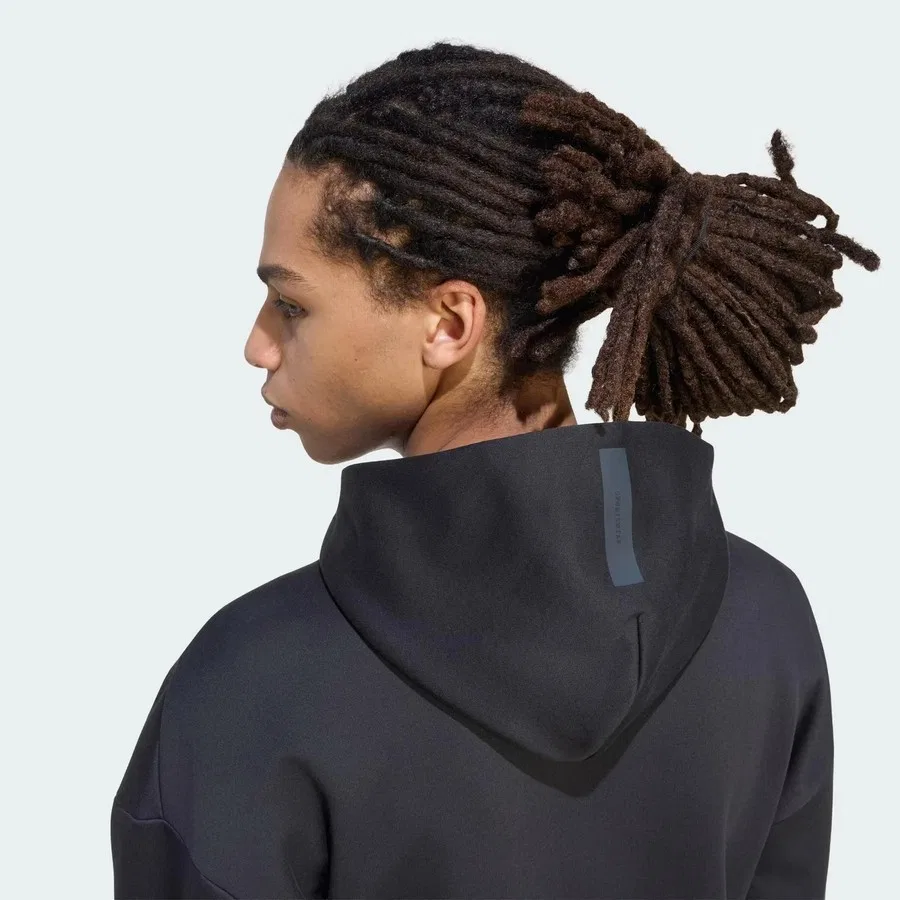 Свитшот мужской с капюшоном и полной застежкой-молнией Z.N.E. Full Zip adidas, Черный — фото 4