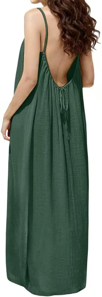 Женское пляжное макси-платье с открытой спиной Cami, Green