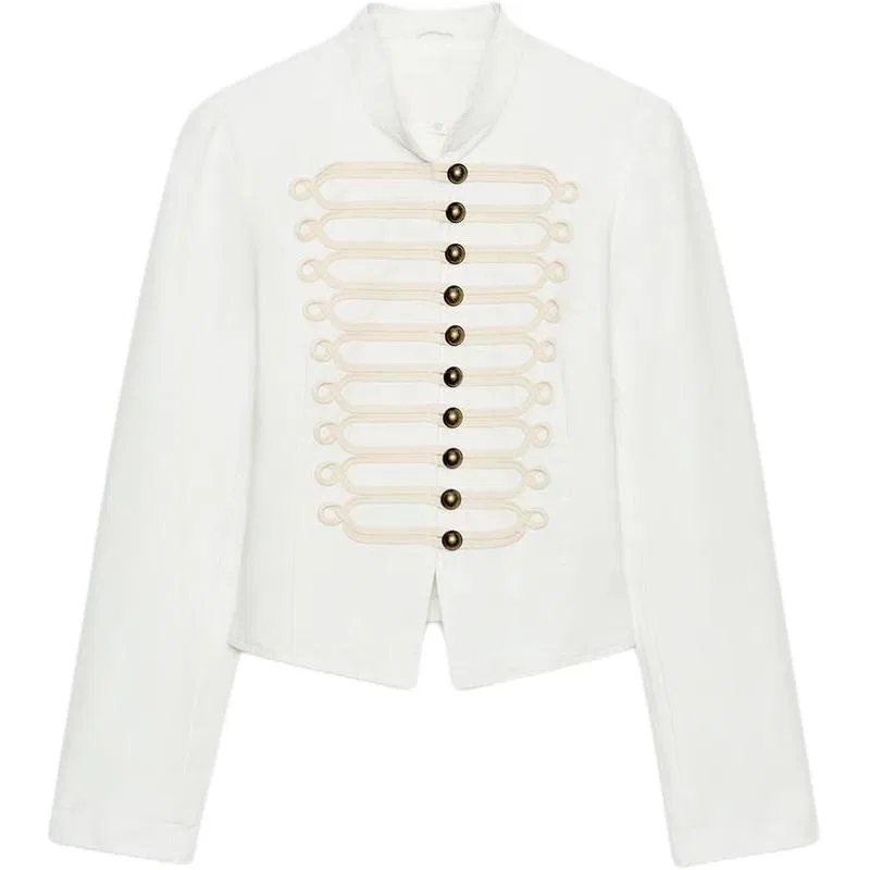 Женское пальто белое с воротником-стойкой ZARA, White