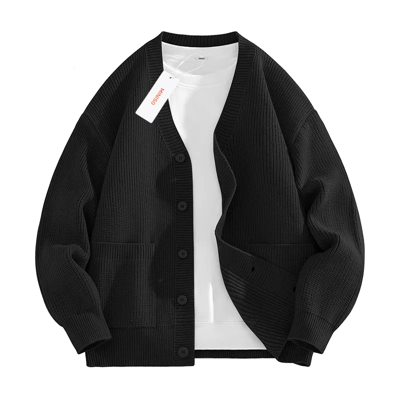 Детский кардиган утолщенный V-образный вырез MINISO, Light Gray — фото 3