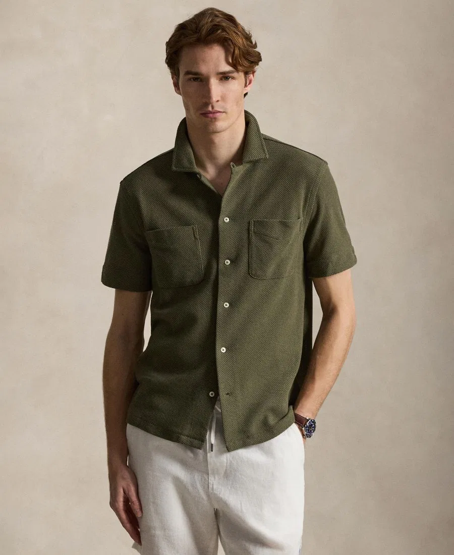 Рубашка с текстурным пойнтелем и вышивкой Pony Polo Ralph Lauren, Cruise Olive