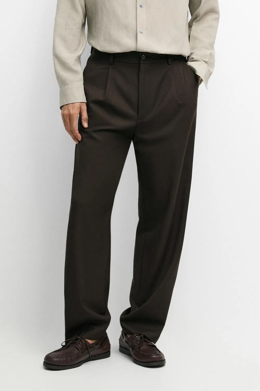 Брюки Massimo Dutti 100% Wool Relaxed Fit , коричневый
