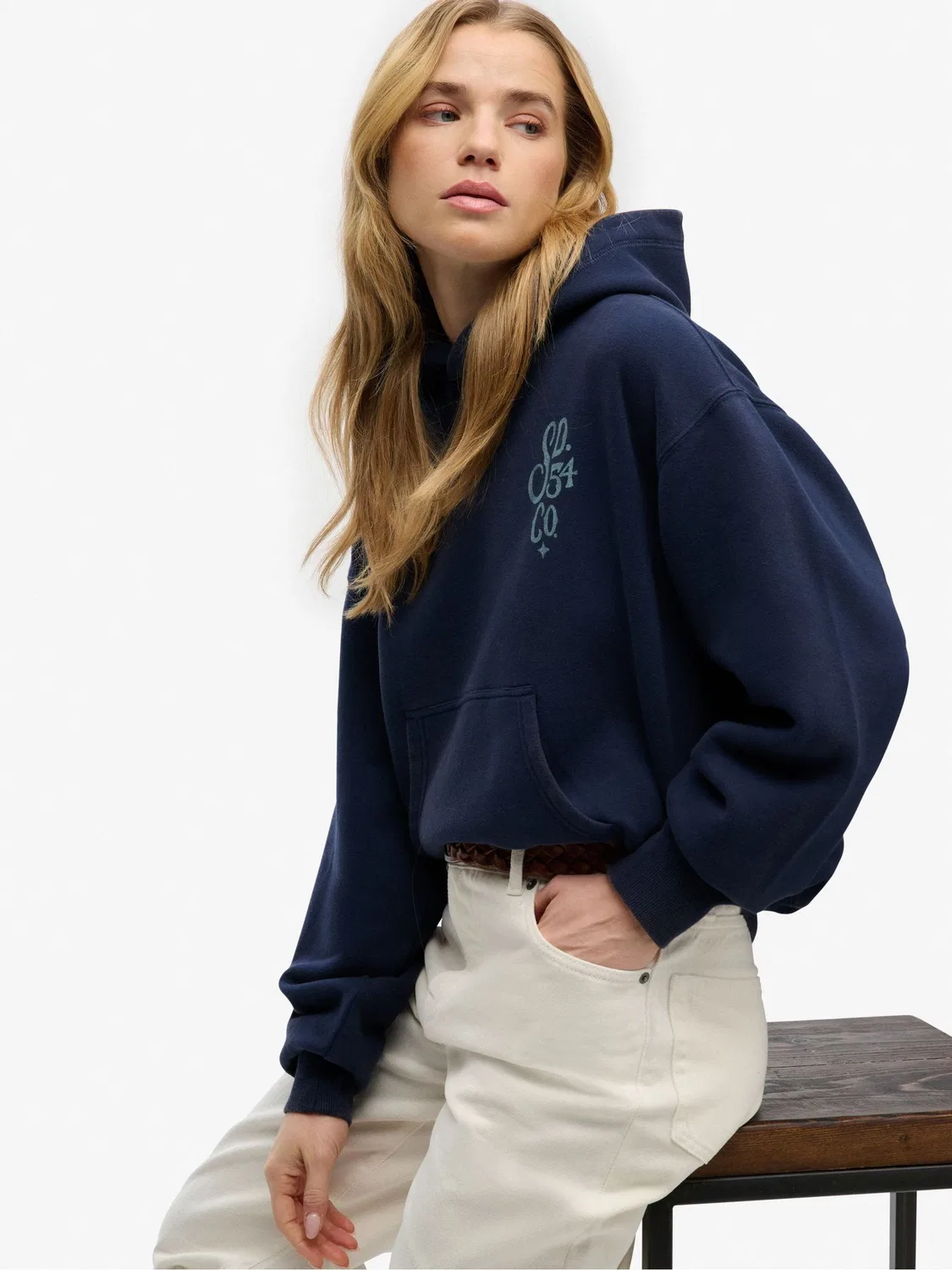 Худи, свободный крой, Heritage Hamptons Superdry, темно-синий