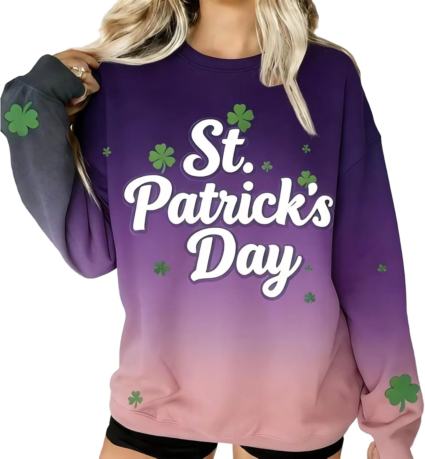Женский свитшот с принтом St Patricks Day, фиолетовый