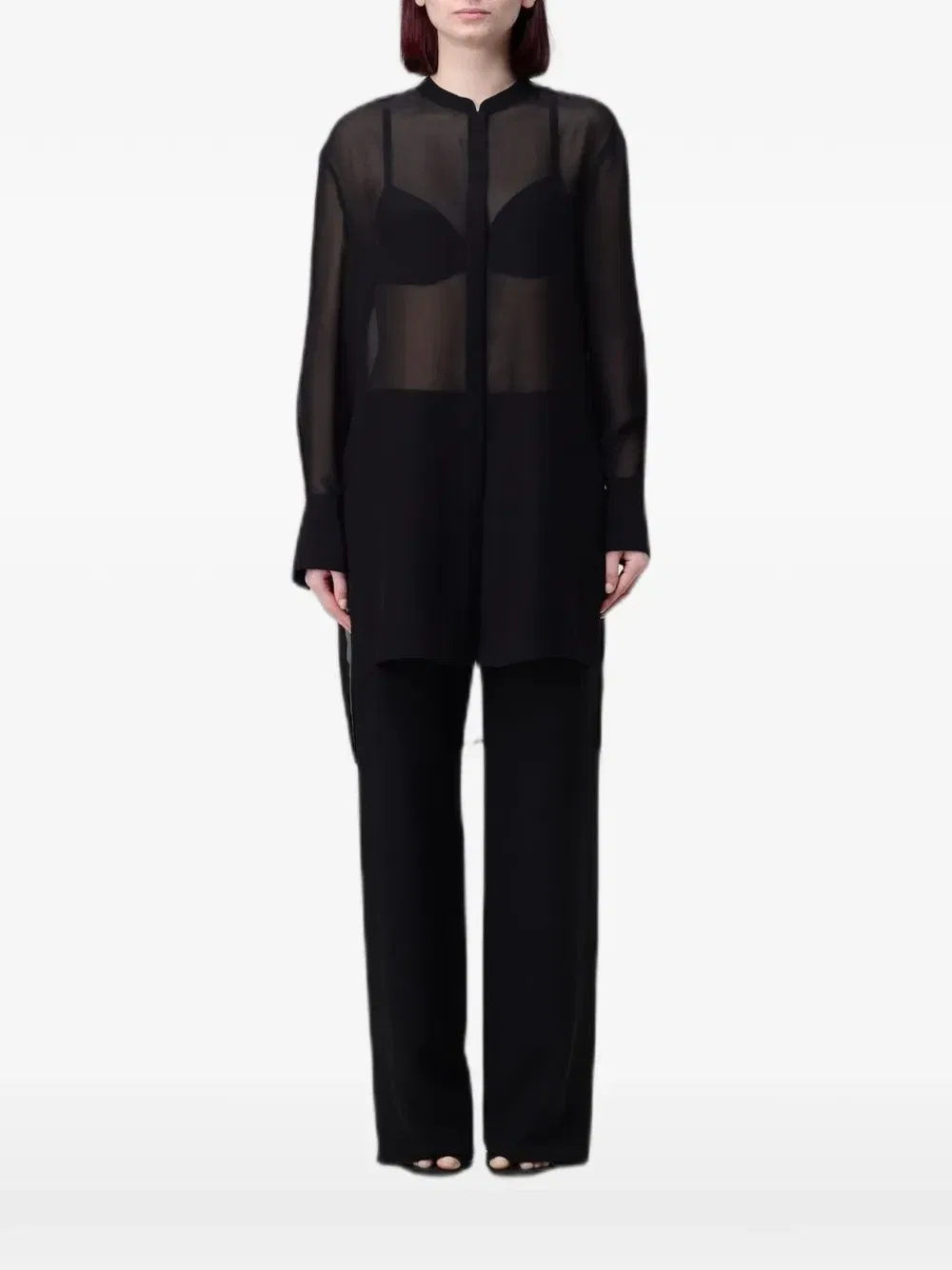 Полупрозрачная рубашка Emporio Armani, черный