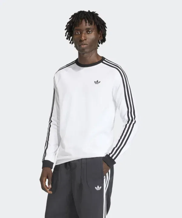 Футболка с длинным рукавом с 3 полосками, Adidas, белый