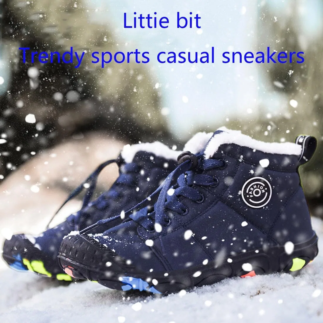 Детские зимние ботинки для девочек водонепроницаемые с принтом Hike Kids Winter Footwear Barefoot Snow Boots, Black — фото 4