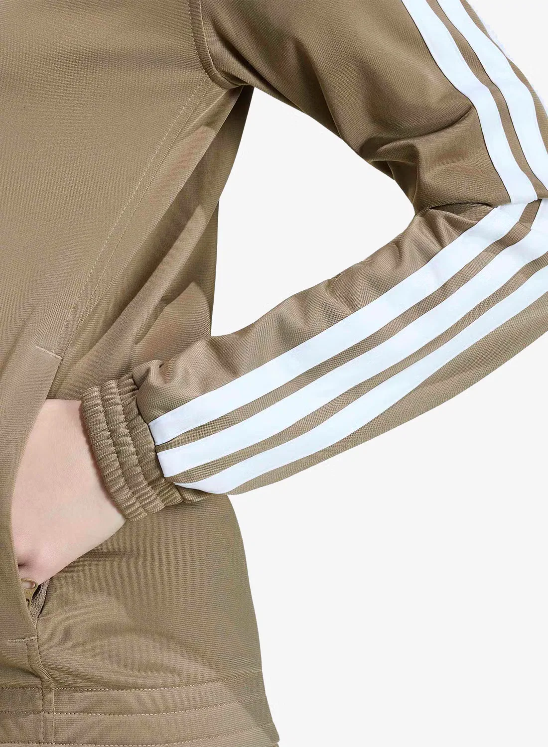Куртка на молнии с длинным рукавом 3-Stripes essential Adidas, хаки — фото 4