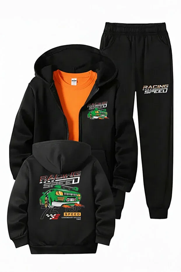 Детский спортивный костюм для мальчиков с принтом Fyk Kids, Black