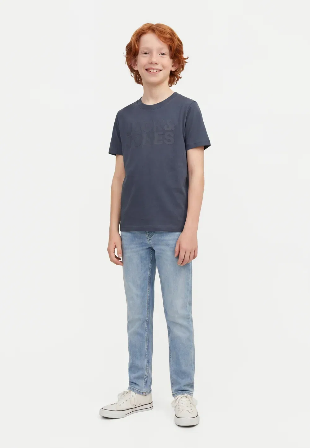 Футболка с логотипом Jjecorp, короткий крой, круглый вырез, noos jnr - футболка с принтом Jack & Jones Junior, Turbulence