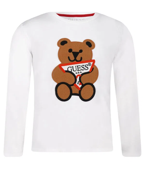 Детский лонгслив с длинным рукавом Guess, белый