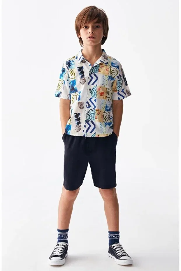 Детская рубашка для мальчиков льняная Limi boy Nk Kids, Blue — фото 2