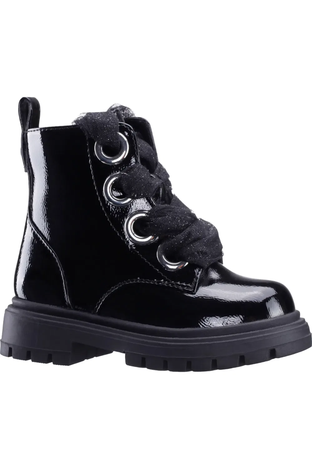 Ботинки детские на плоской подошве Chassy Nina, Black Crinkle Metallic