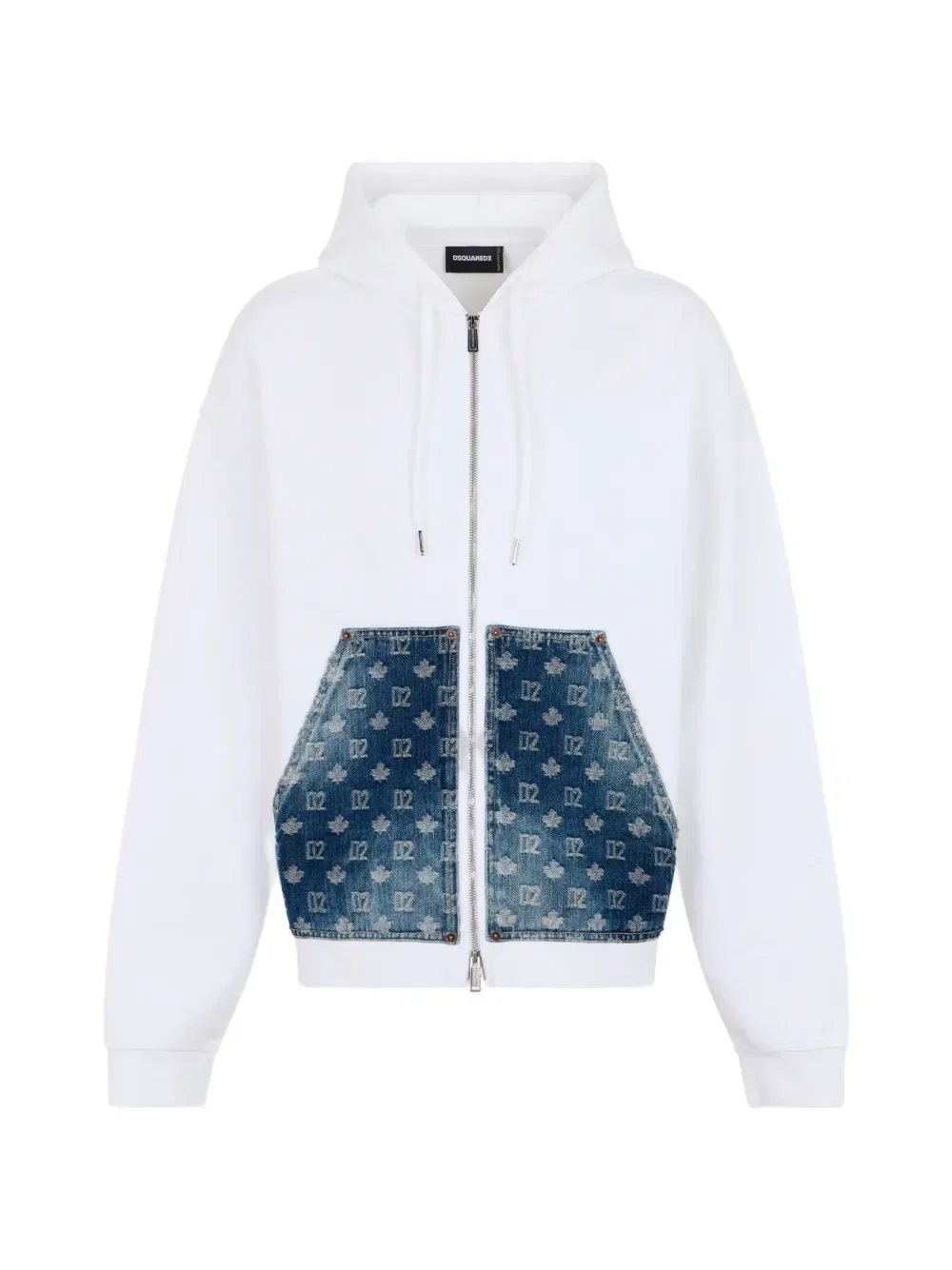 Худи на молнии с монограммой D2 DSQUARED2, белый