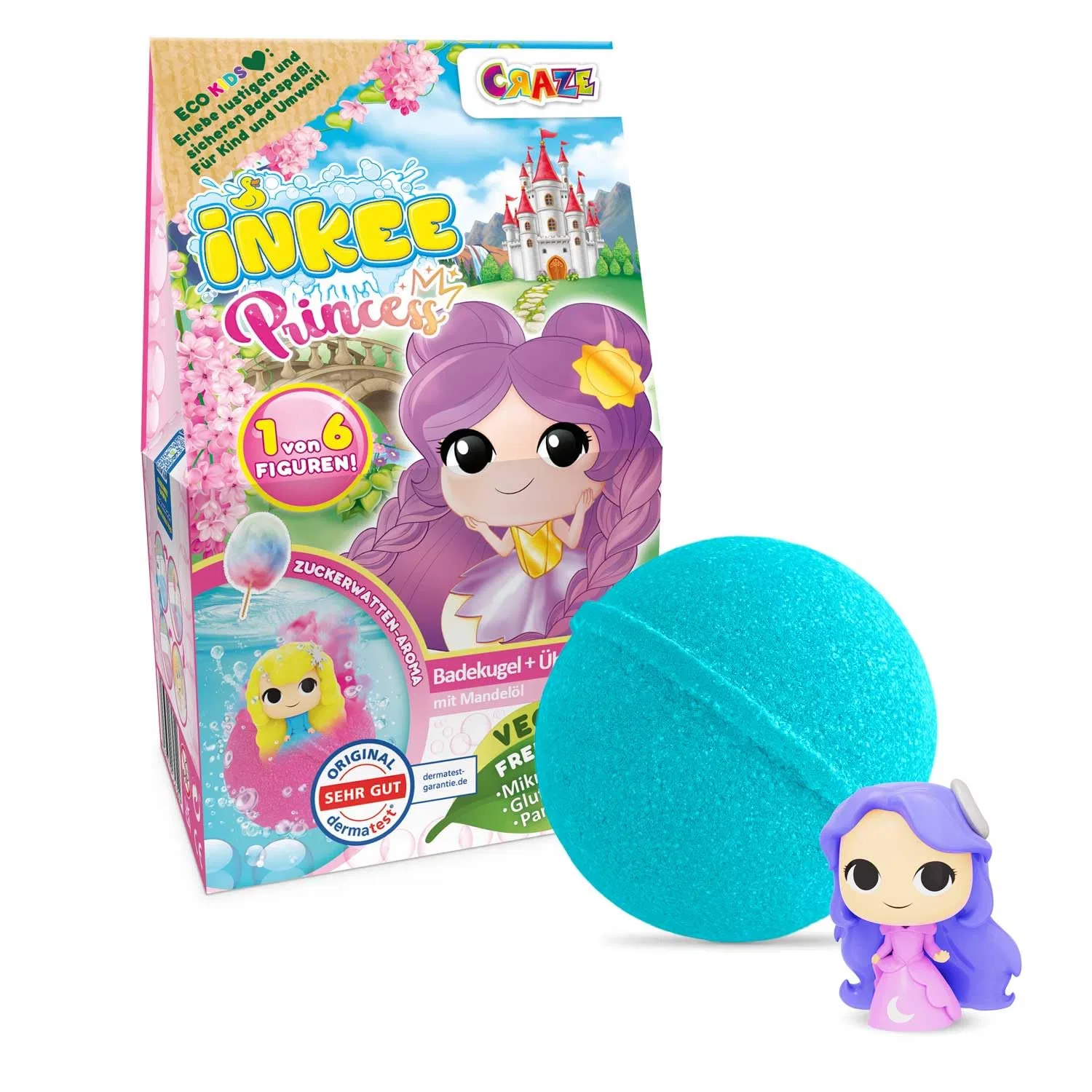 Бомбочка для ванны INKEE Surprise Princess, 100 г, розовый или фиолетовый