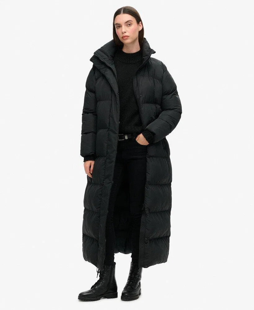 Женское удлиненное стеганое пальто Maxi Superdry, Schwarz