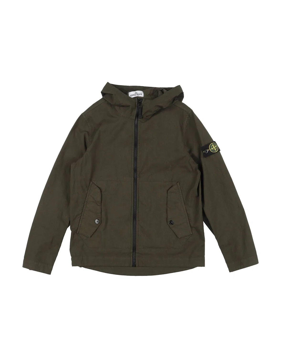 Детская куртка из твила с капюшоном Stone Island Junior, темно-зеленый