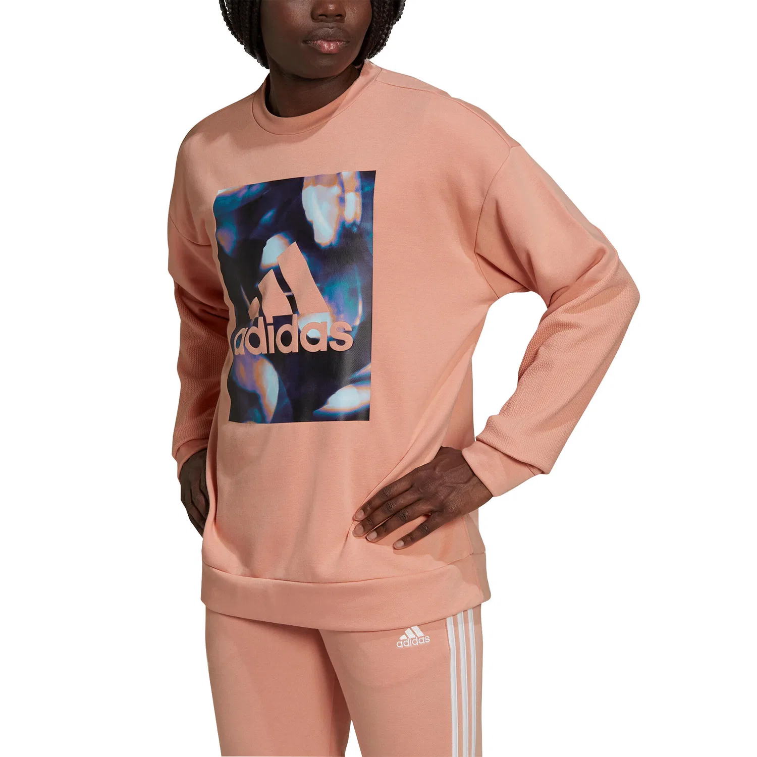 Женский свитшот с принтом adidas U4u Soft Knit, Orange Bonbonrosa — фото 3