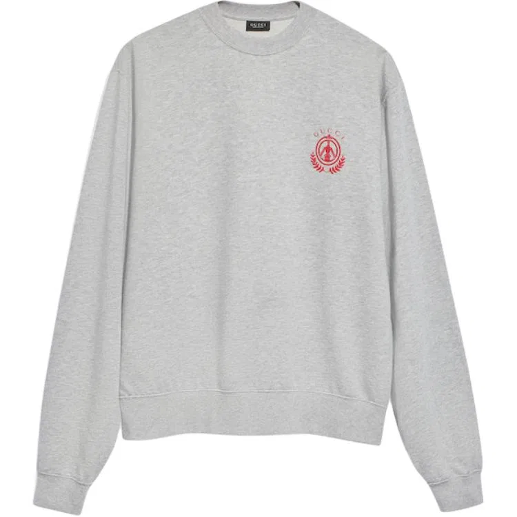 Свитшот GUCCI прямой крой, круглый вырез, Light Gray