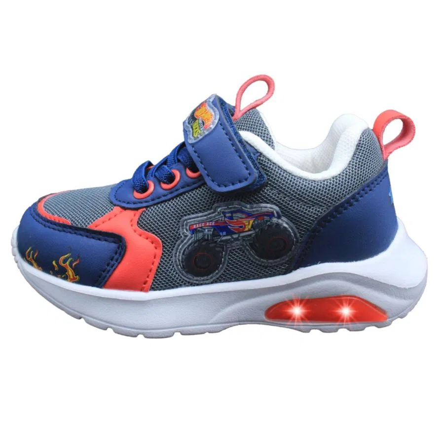 Кроссовки со светодиодной подсветкой Hot Wheels Monster Trucks, Race Ace - Gray, Blue & Red — фото 4