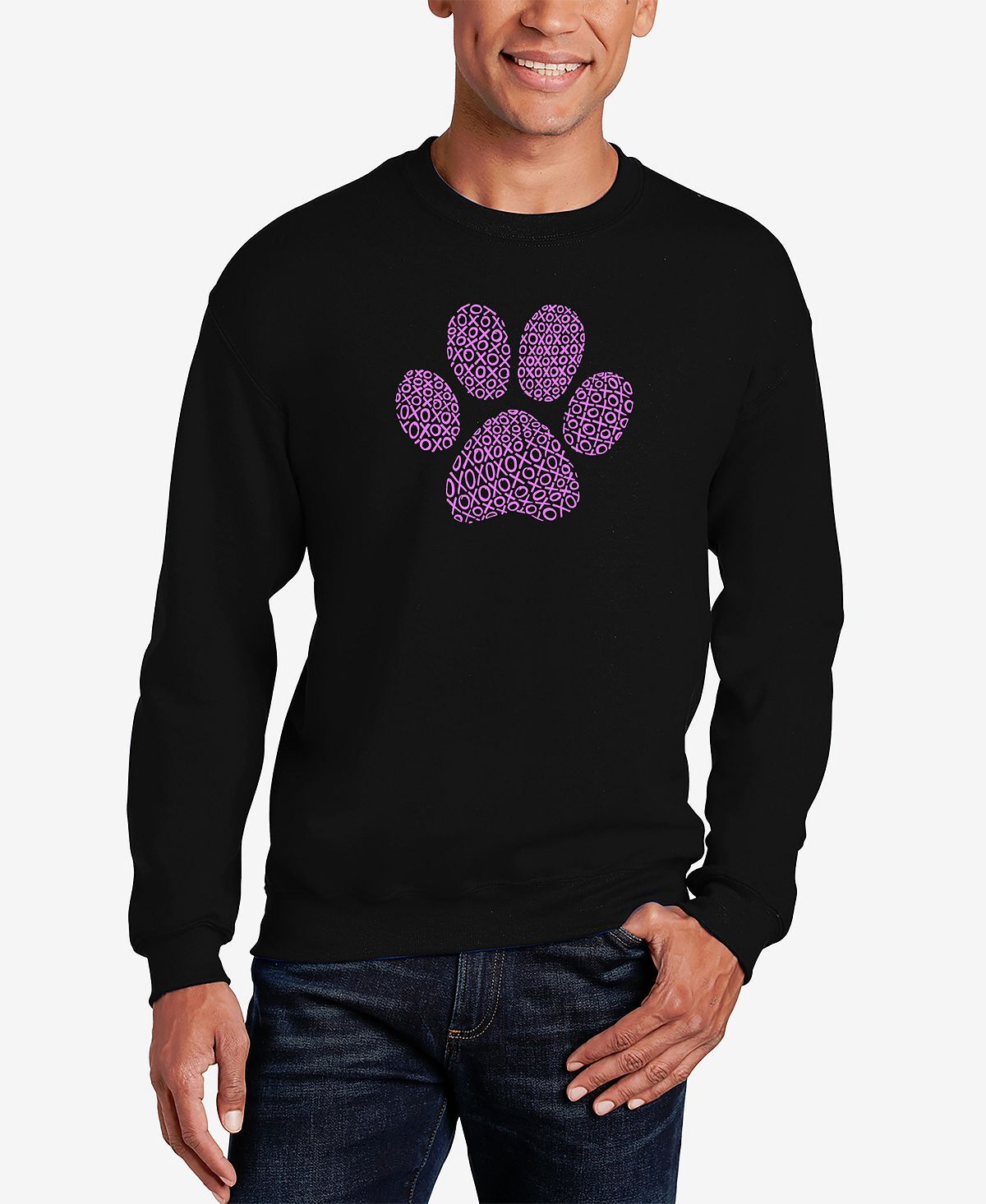 

Мужская толстовка с круглым вырезом xoxo dog paw word art LA Pop Art, черный