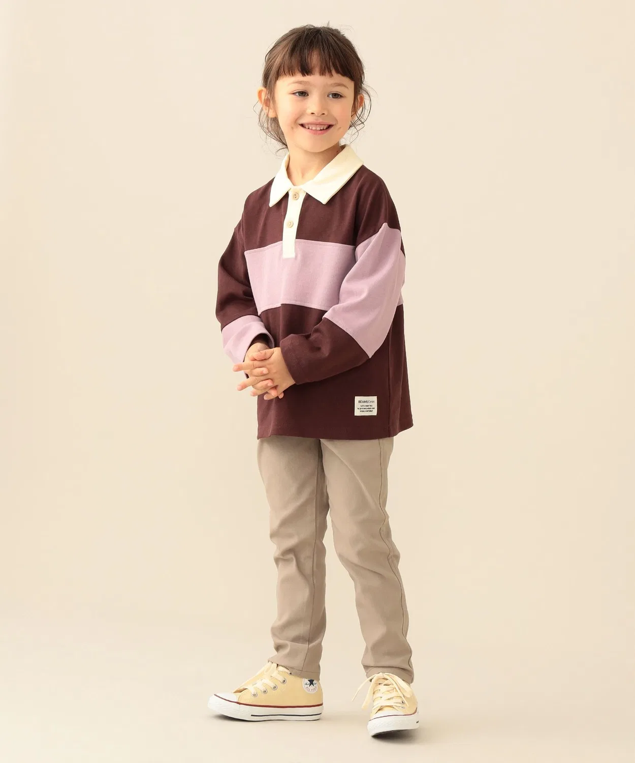 Детская лонгслив-рубашка с длинным рукавом модель 2026FW BEAMS mini, Brown — фото 3
