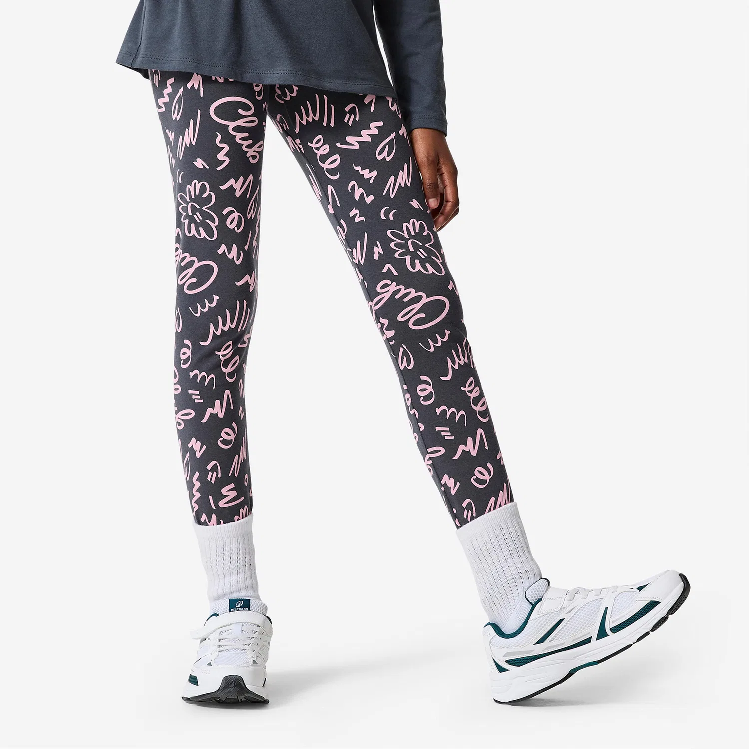 Детские леггинсы хлопковые с принтом, Decathlon, Granitpink