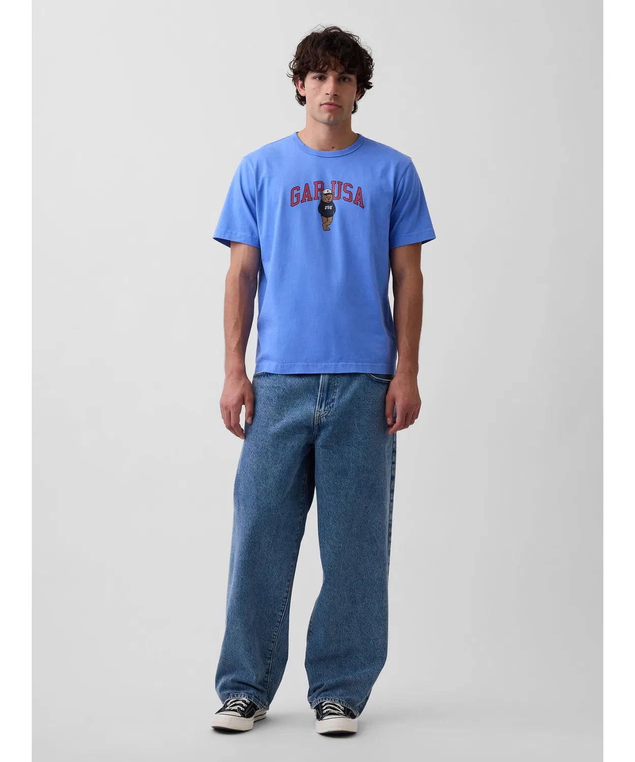 Мужская футболка с принтом Relaxed Fit GAP Sky Blue — фото 3