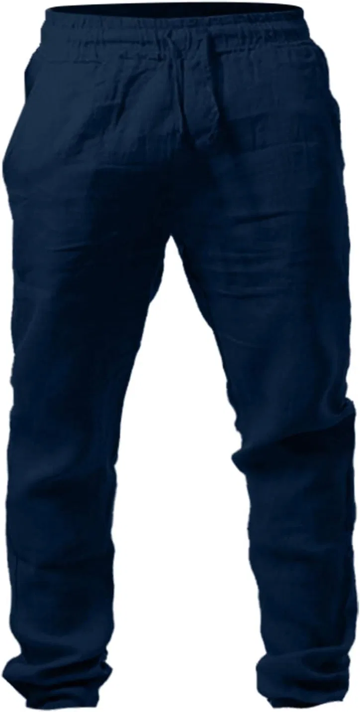 Мужские льняные брюки Slim Fit, тёмно-синий