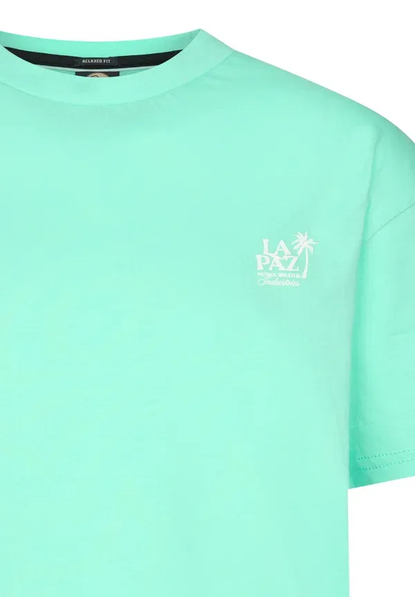 Футболка Petrol Industries Logo t-shirt mariposa print t-shirt, зелено-аквамариновая — фото 3