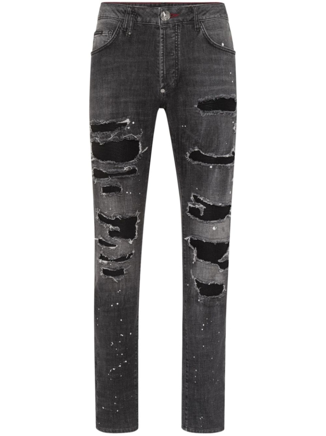 

Philipp Plein прямые джинсы Leather Pocket, серый