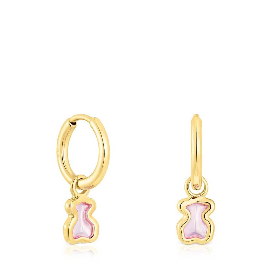 

Серьги-кольца Tous Gregal Pink Bear, 20 мм, серебро с 18-каратным золотым покрытием