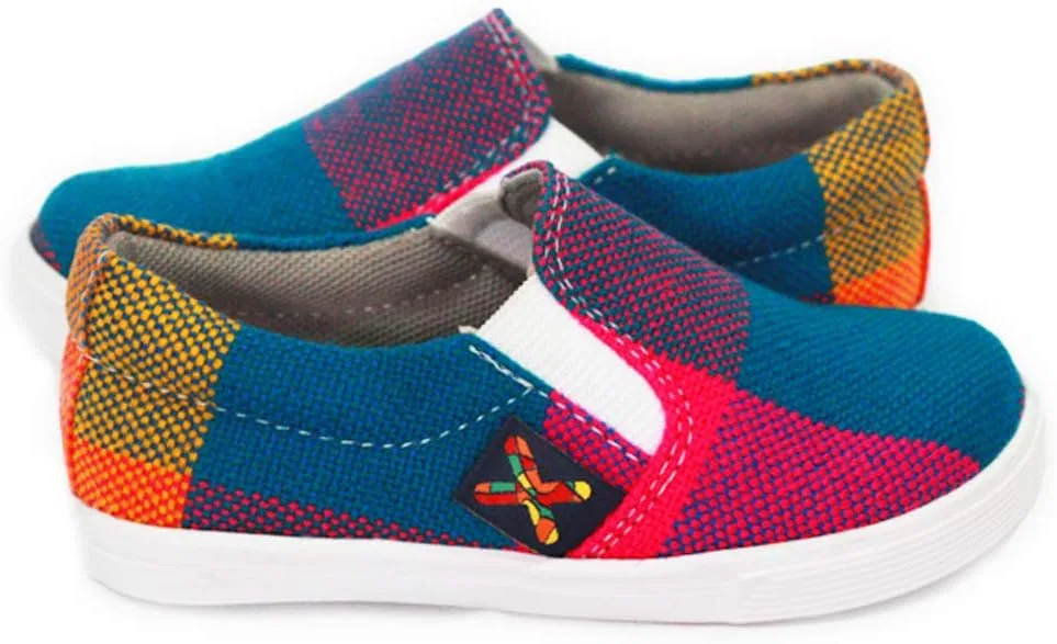 Детские кеды-слипоны из канваса Xibany Original Canvas Slip-On Sneaker, Blue Pink — фото 3