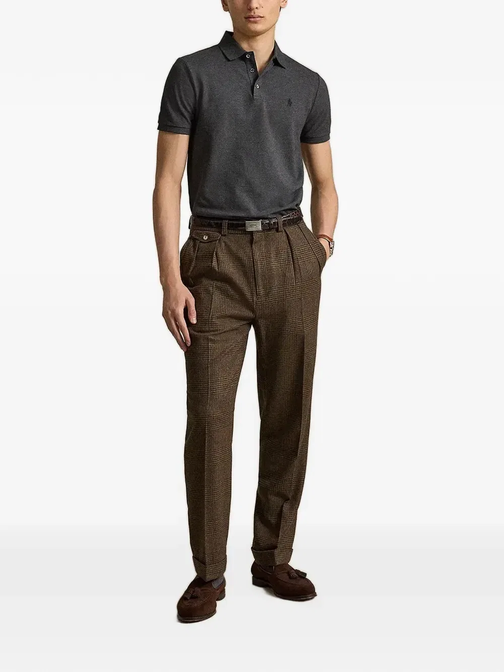 Рубашка-поло стрейч-сетка Custom Slim Fit POLO RALPH LAUREN, серый — фото 2