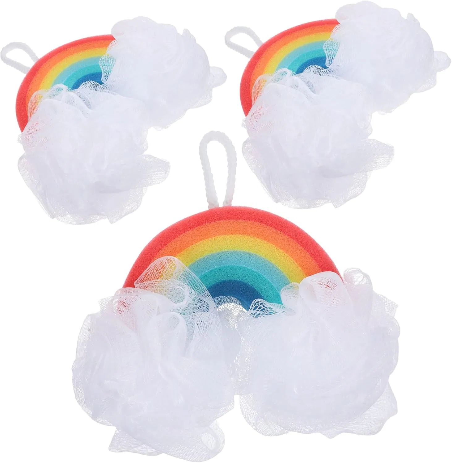 Набор банных губок Rainbow Body Scrubber, IWOWHERO, 3 шт, 23x12x3.5 см