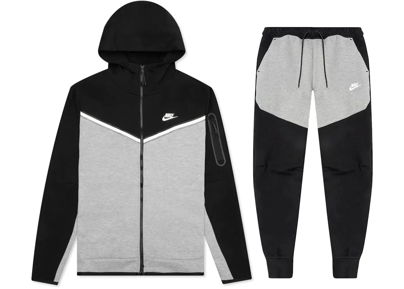 Мужской комплект худи и джоггеров с полной застежкой-молнией Full Zip Hoodie & Joggers Set Nike, Black/Dark Grey Heather/White