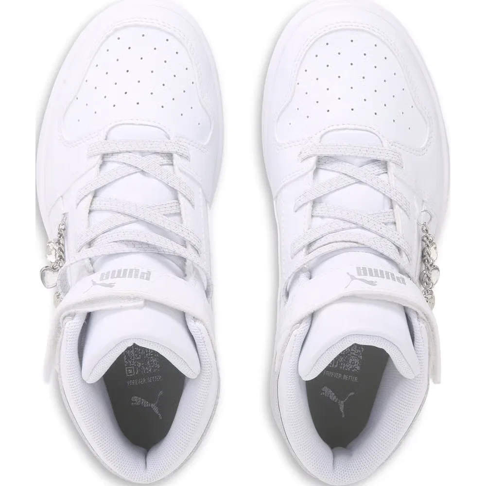 Детские высокие кроссовки Puma, White/Silver — фото 4