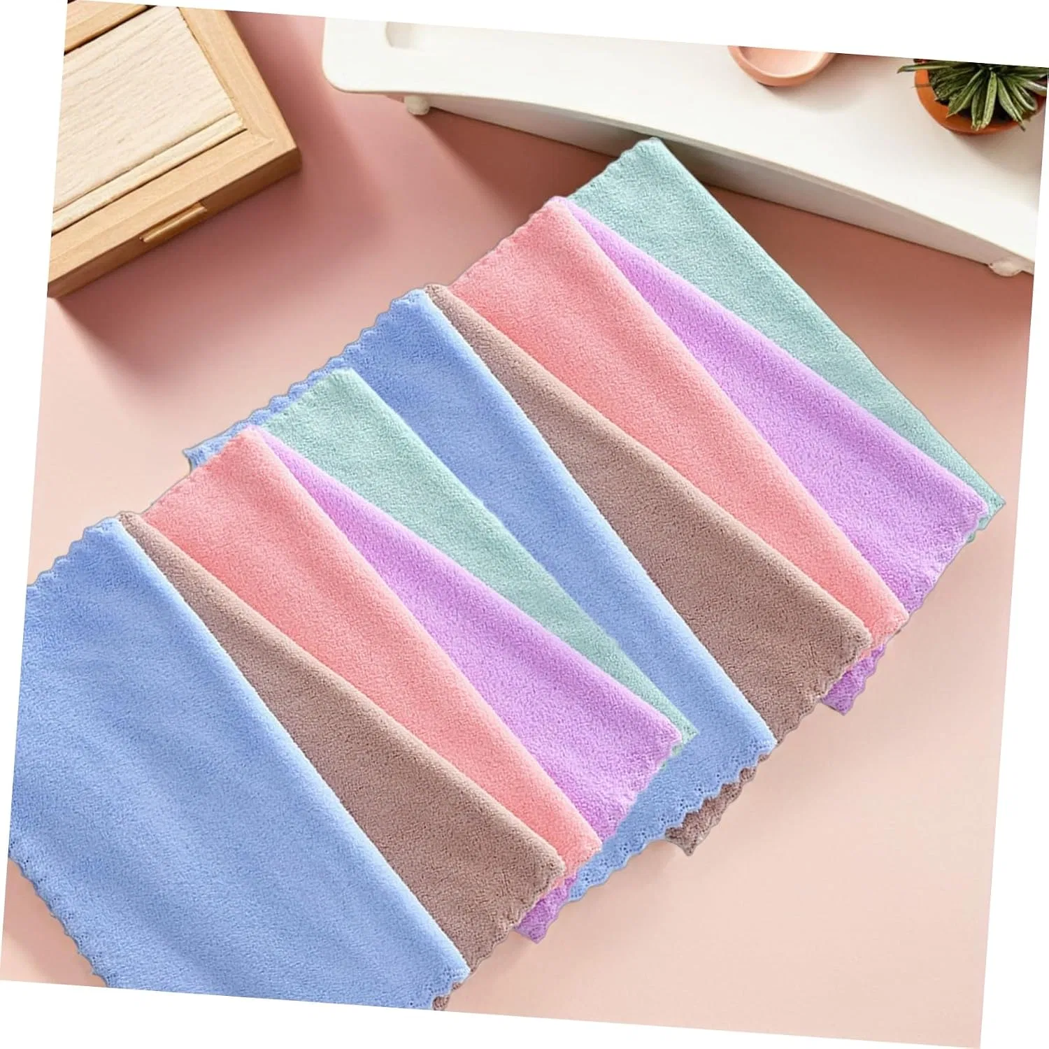 Салфетки для снятия макияжа из микроволокна, 10 шт, 25x25 см, DRESSOOS, мультиколор — фото 4