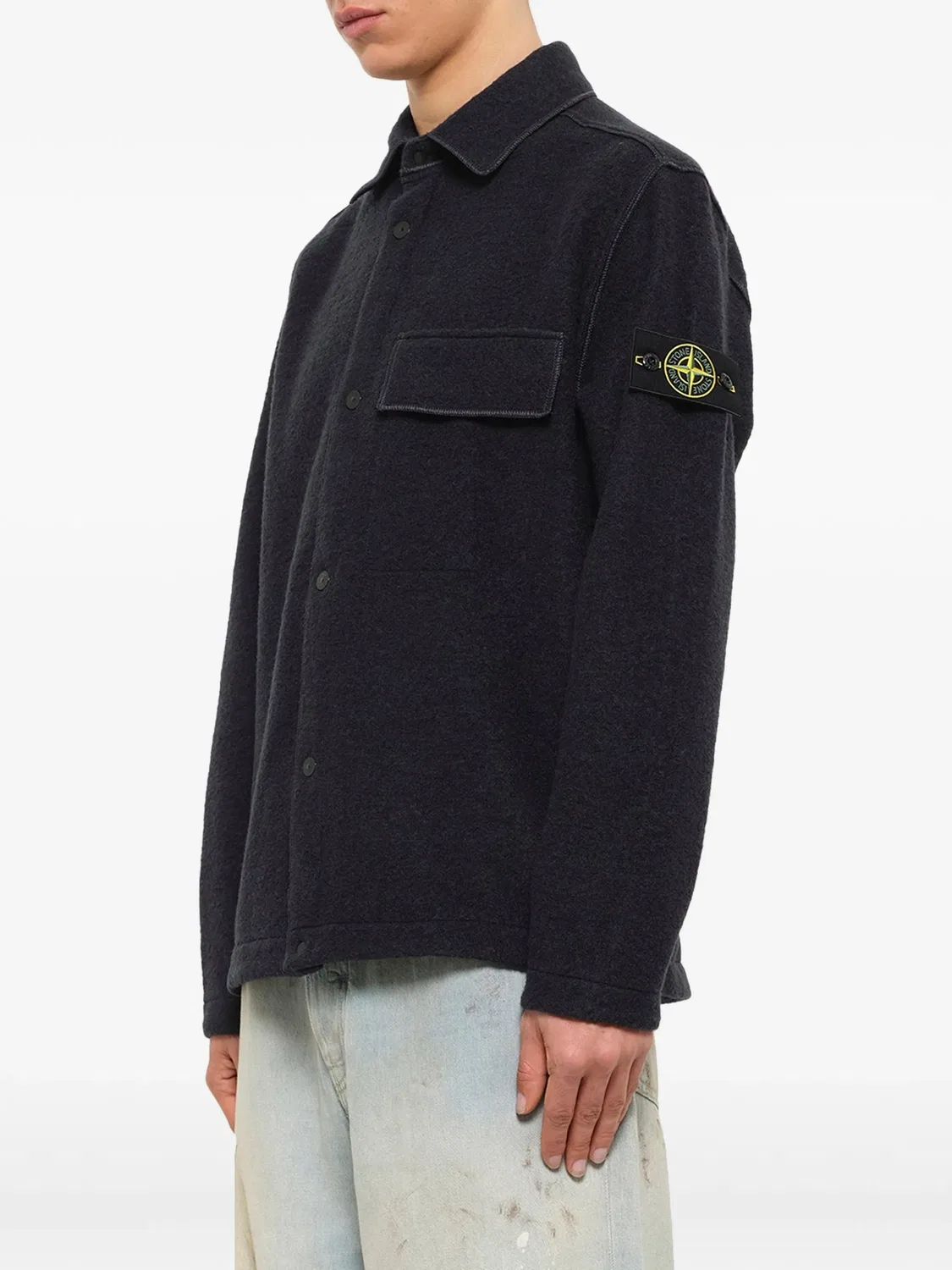 Stone Island Рубашка-овершейт микробукле серый — фото 2