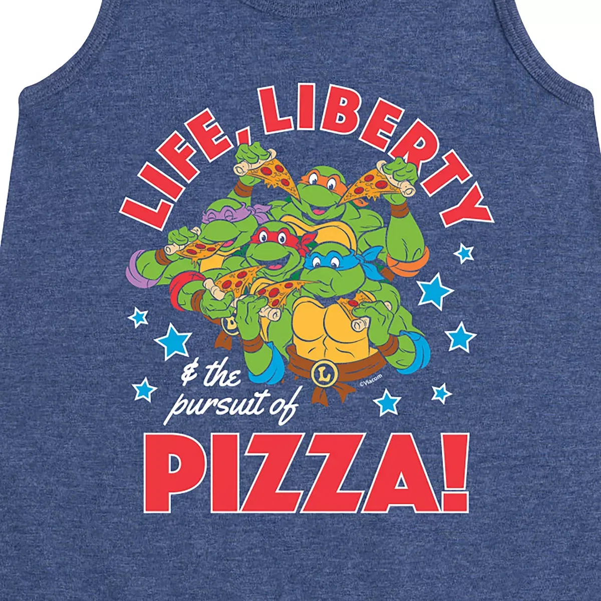 Детское платье-трапеция для девочек без рукавов Life Liberty Pursuit Of Pizza Teenage Mutant Ninja Turtles, Heather Navy — фото 2