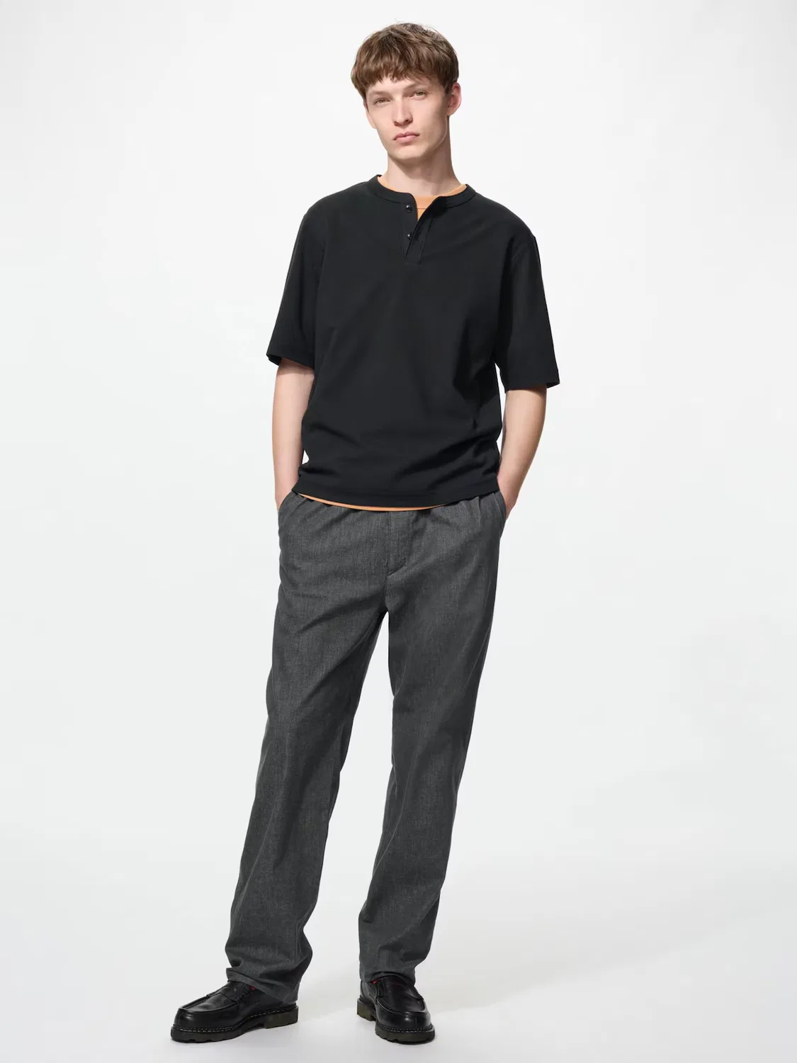 Эластичные брюки Uniqlo, джинсы до щиколотки, темно-серый