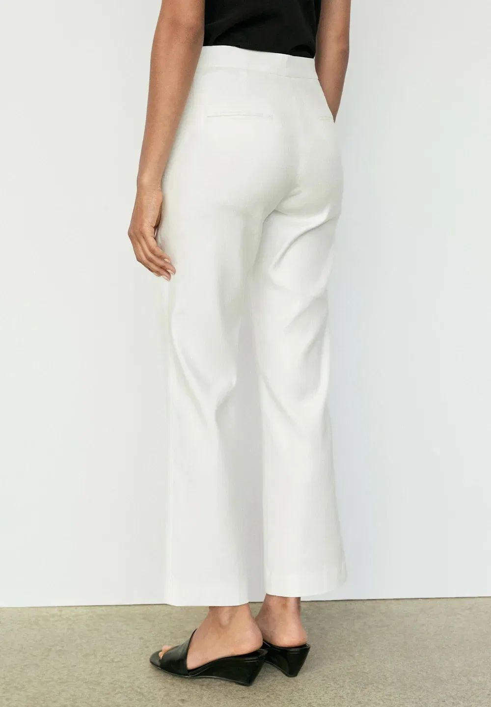 Льняные брюки-клеш Massimo Dutti, White — фото 3