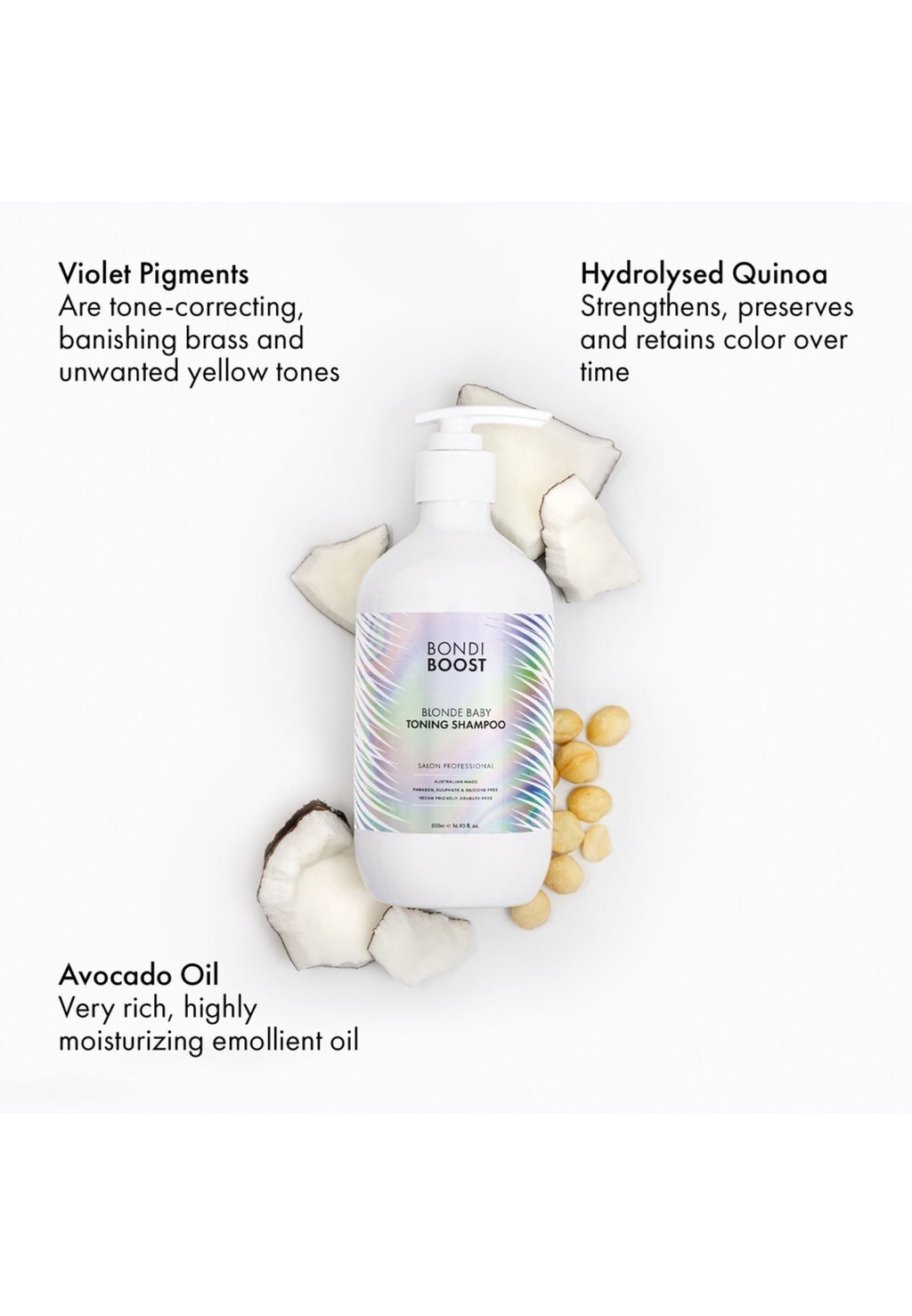 

Шампунь BONDIBOOST BLONDE BABY TONING SHAMPOO Bondi Boost