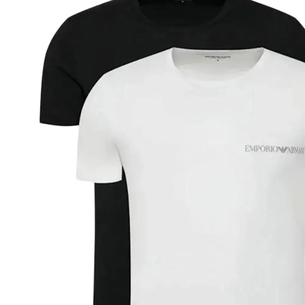 Мужская футболка с коротким рукавом комплект из 2 штук EMPORIO ARMANI, Black+White — фото 3
