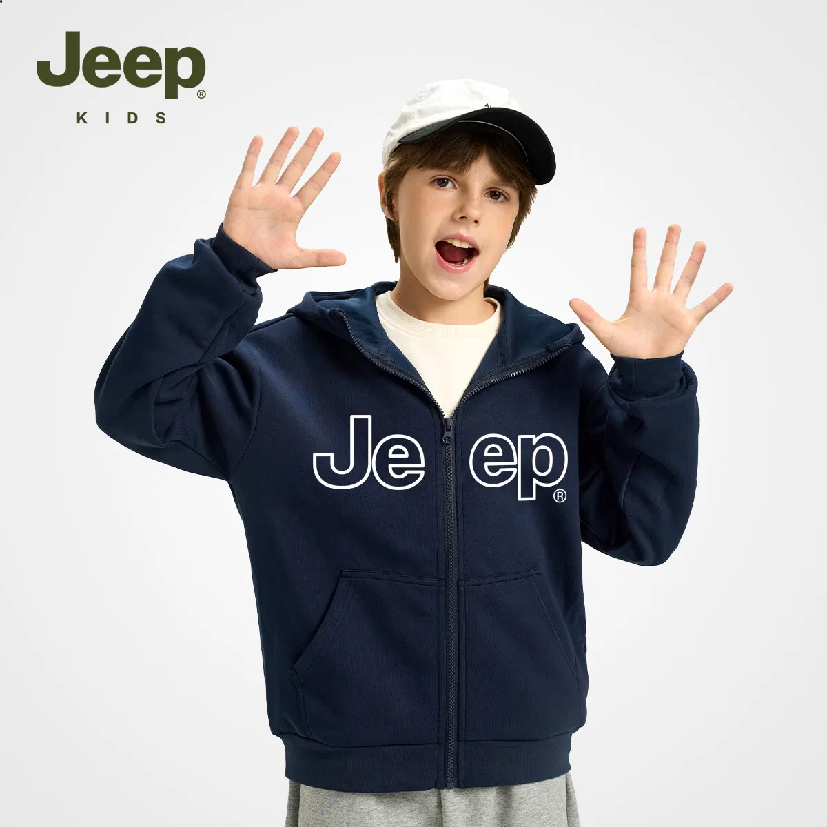Детский спортивный комплект с капюшоном, модель Jeep, Красный/Белый — фото 4