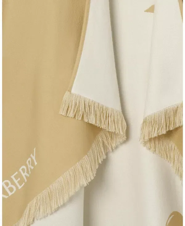 Женское пончо из шерсти шелка и кашемира Knight Burberry, Sand Beige — фото 3